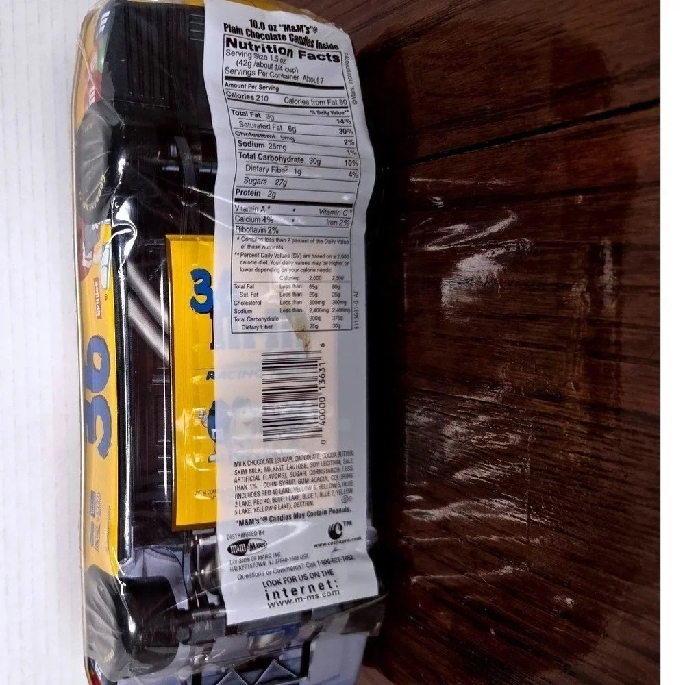 Vintage M&M's Racing #36 Yellow Stock Car Collectible Tin Factory Sealed 10oz